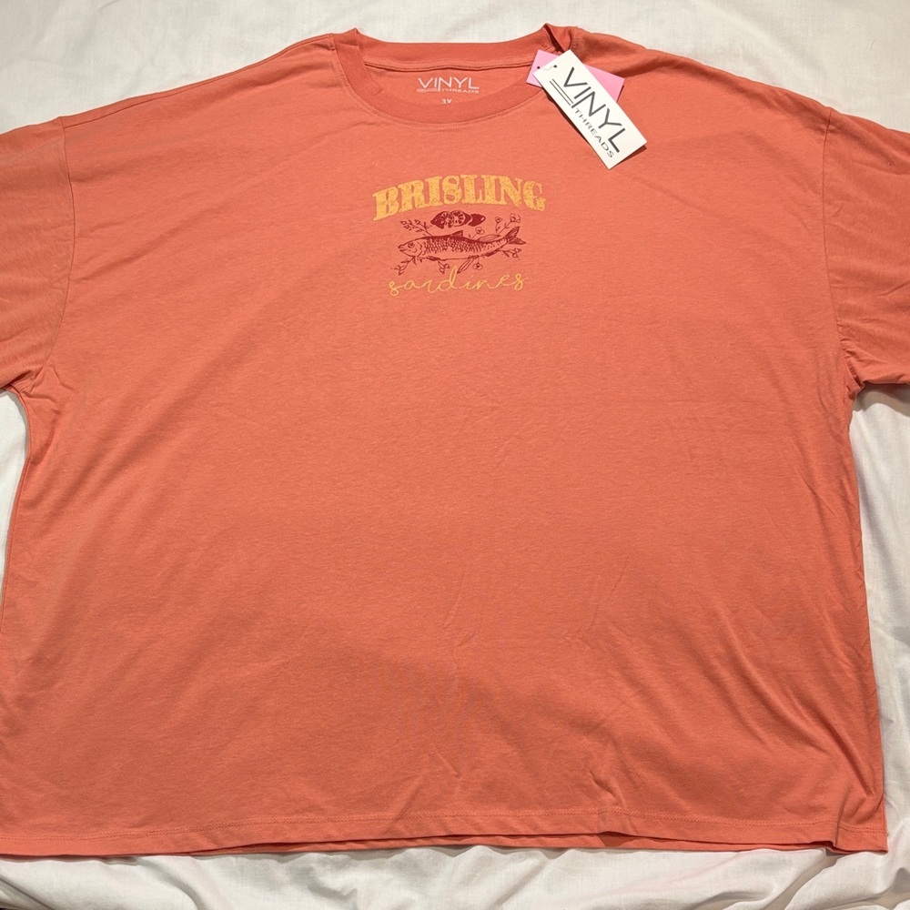 Vinyl Threads Graphic Tee Casual Streetwear Coral Men's Size 3XL